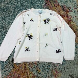 Floral Embroidered Stitches in Time Women's Cardigan CottageCore size s *FLAW